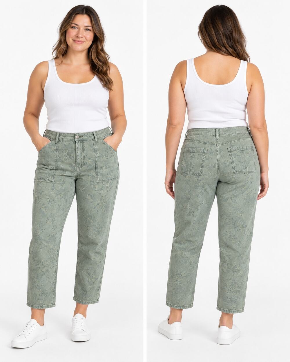 Anthropologie The Wanderer Pants Womens 32 Green Floral Jacquard Cropped Stretch